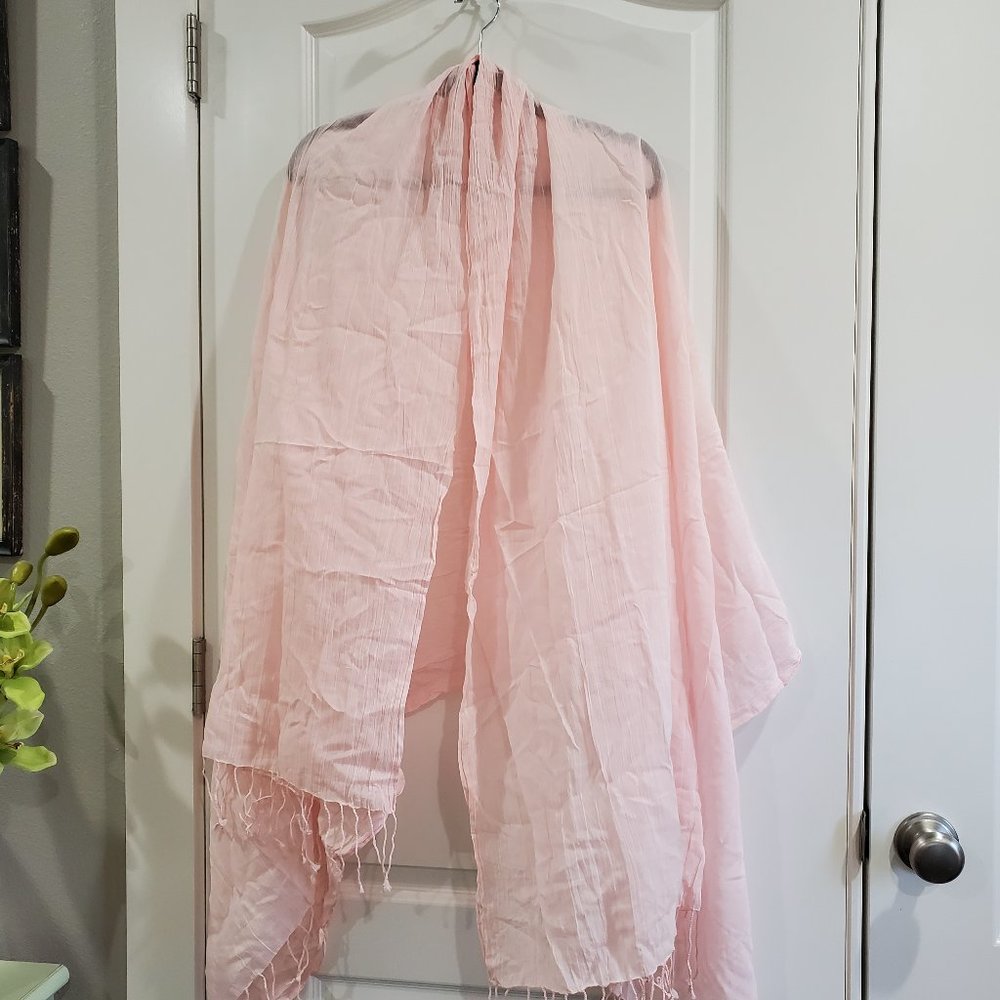 Light Pink Oblong Scarf with Fringe